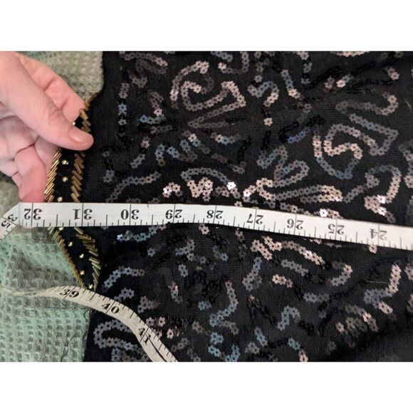 Mng wool and silk black sequin long sleeve cocktail  dress sz m euc low back - Picture 6 of 8